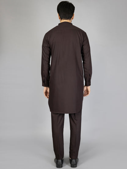Dark Brown Blended Kurta Trouser - AL-KT-2878
