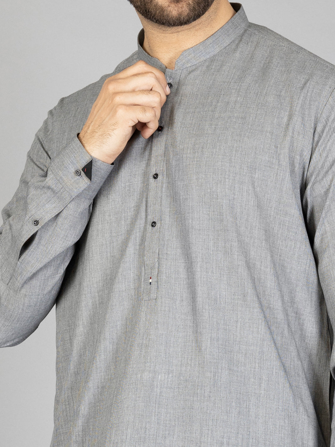 Light Grey Blended Kameez Shalwar - AL-KS-2881