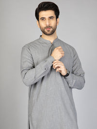 Light Grey Blended Kameez Shalwar - AL-KS-2881