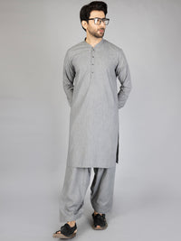 Light Grey Blended Kameez Shalwar - AL-KS-2881