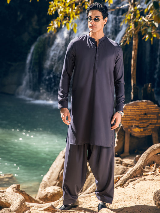 Purple Blended Kameez Shalwar - AL-KS-2886