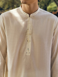 Off White Blended Kurta Trouser - AL-KT-2907
