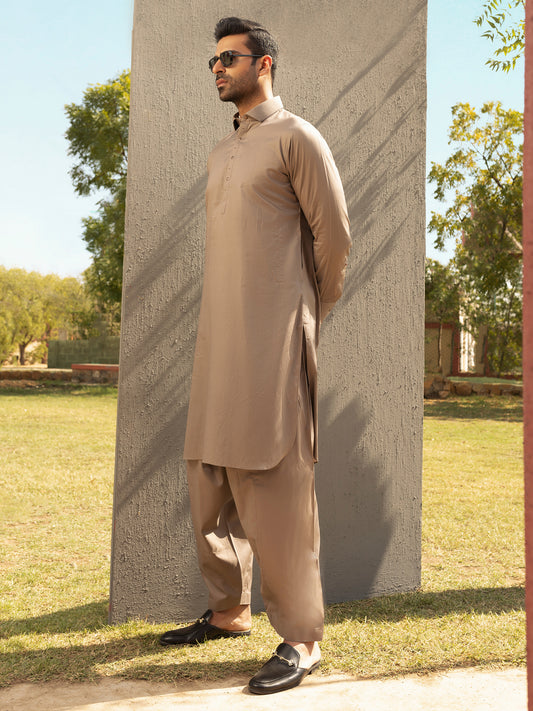 Brown Kameez Shalwar - ALWA-KS-291
