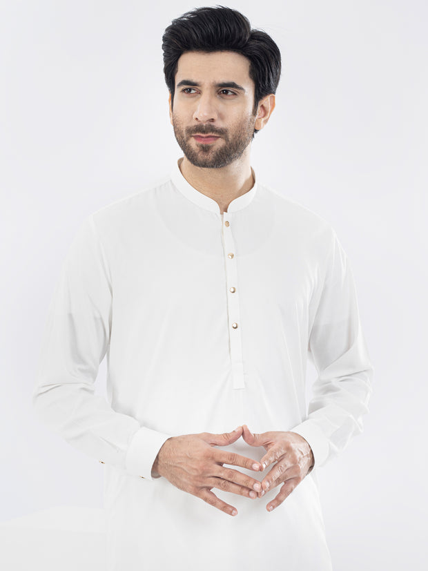 White Blended Kameez Shalwar - AL-KS-2970A