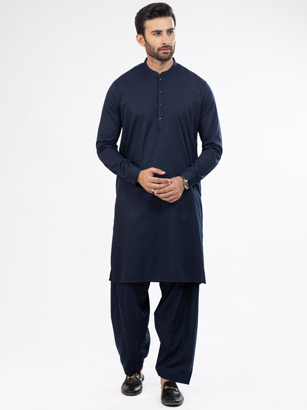 Midnight Blue Blended Kameez Shalwar - AL-KS-2970C