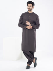 Dark Brown Blended Kameez Shalwar - AL-KS-2970E