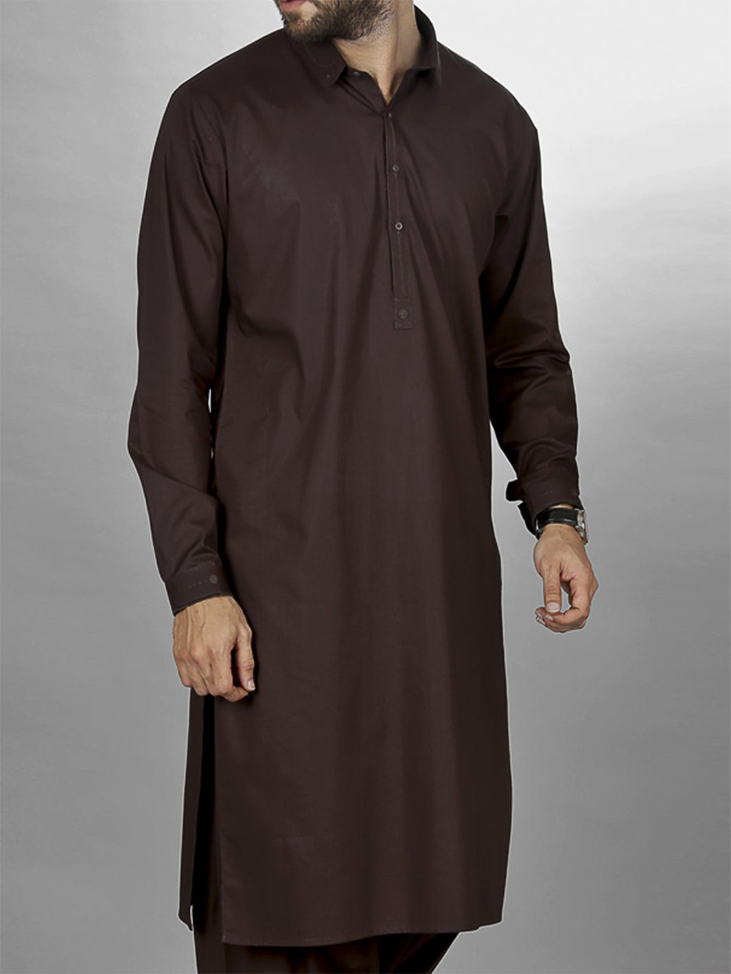 Chocolate Brown Kameez Shalwar - AL-KS-2131