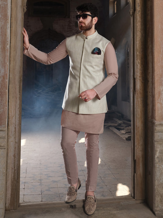 Off White Blended Waistcoat - AL-WC-303