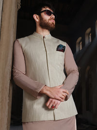 Off White Blended Waistcoat - AL-WC-303