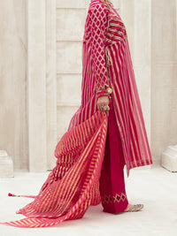 Fuchsia Lurex Organza 3 Piece Formal Stitched - AL-3PS-LS-314