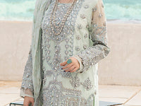 Mint Green Khaddi Net 3 Piece Formal Unstitched - AL-3PS-LS-UN-326