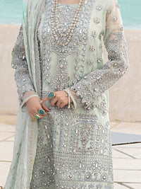 Mint Green Khaddi Net 3 Piece Formal Unstitched - AL-3PS-LS-UN-326