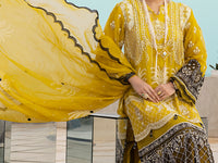 Yellow Organza 3 Piece Formal Unstitched - AL-3PS-LS-UN-328