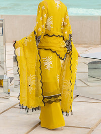 Yellow Organza 3 Piece Formal Unstitched - AL-3PS-LS-UN-328