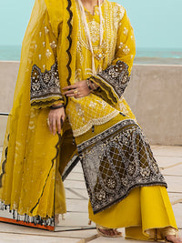 Yellow Organza 3 Piece Formal Unstitched - AL-3PS-LS-UN-328