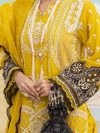 Yellow Organza 3 Piece Formal Unstitched - AL-3PS-LS-UN-328
