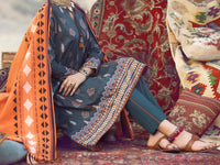 Teal Cambric 3Pc Unstitched - AWP-3PS-332
