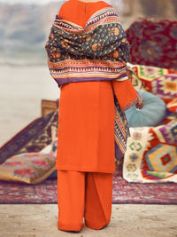 Orange Dobby Jacquard 3Pc Stitched - AWP-3PS-333