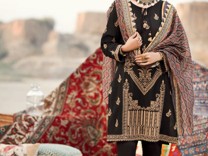Black Dobby Jacquard 3 Piece Stitched - AWP-3PS-334