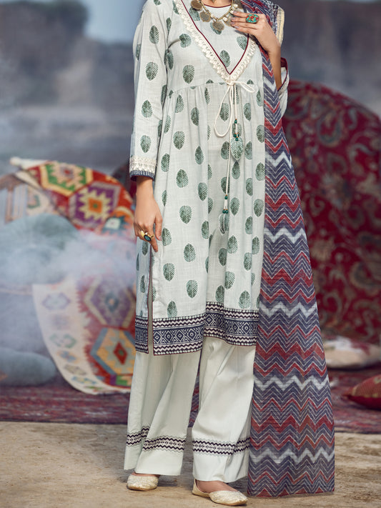 Aqua Cambric 3 Piece Unstitched - AWP-3PS-335