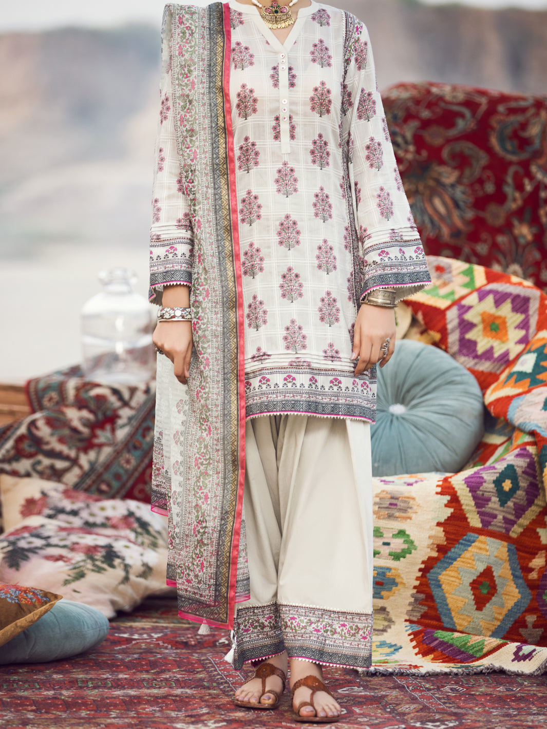Light Grey Jacquard 3Pc Unstitched - AWP-3PS-336