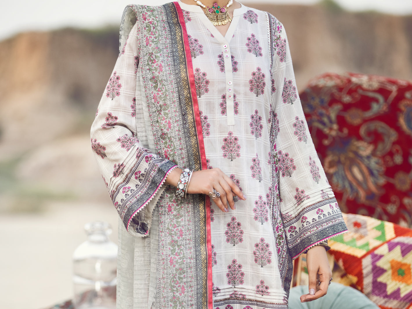 Light Grey Jacquard 3Pc Unstitched - AWP-3PS-336