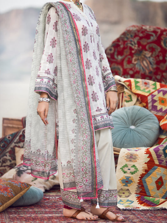 Light Grey Jacquard 3 Piece Unstitched - AWP-3PS-336