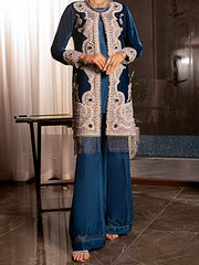 Royal Blue Velvet 2 Piece Formal Stitched - AL-2PS-LS-339