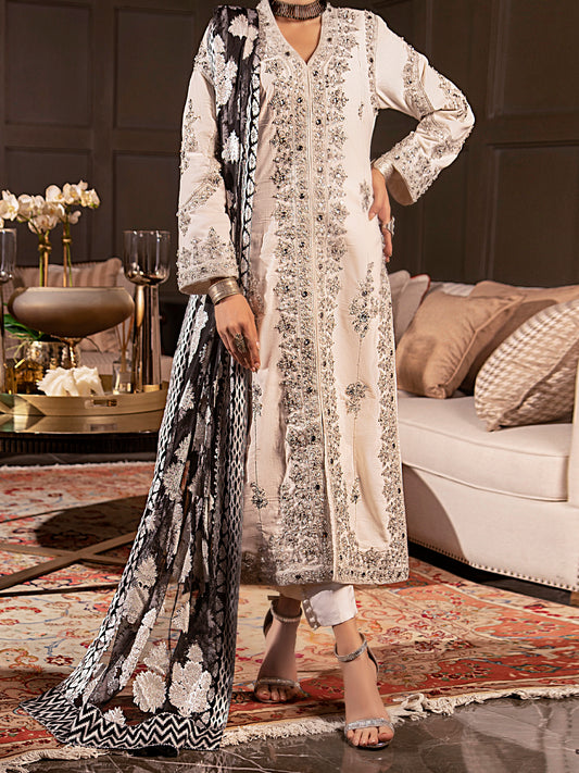 White 3Pc Formal Stitched - AL-3PS-LS-341A