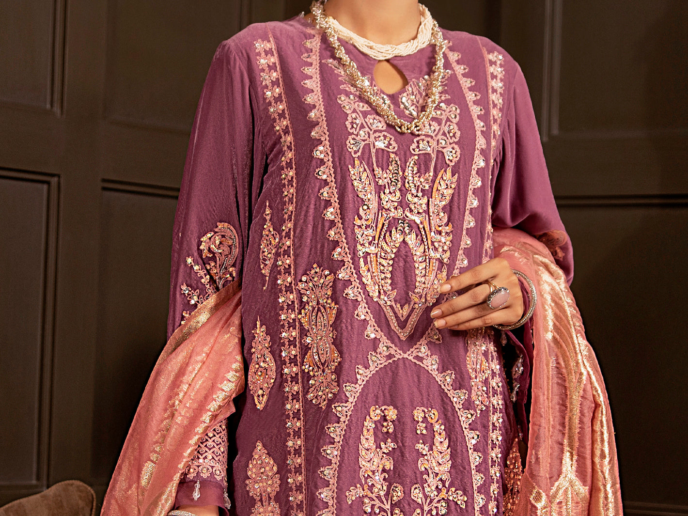 Light Purple Velvet 3Pc Formal Stitched - AL-3PS-LS-343