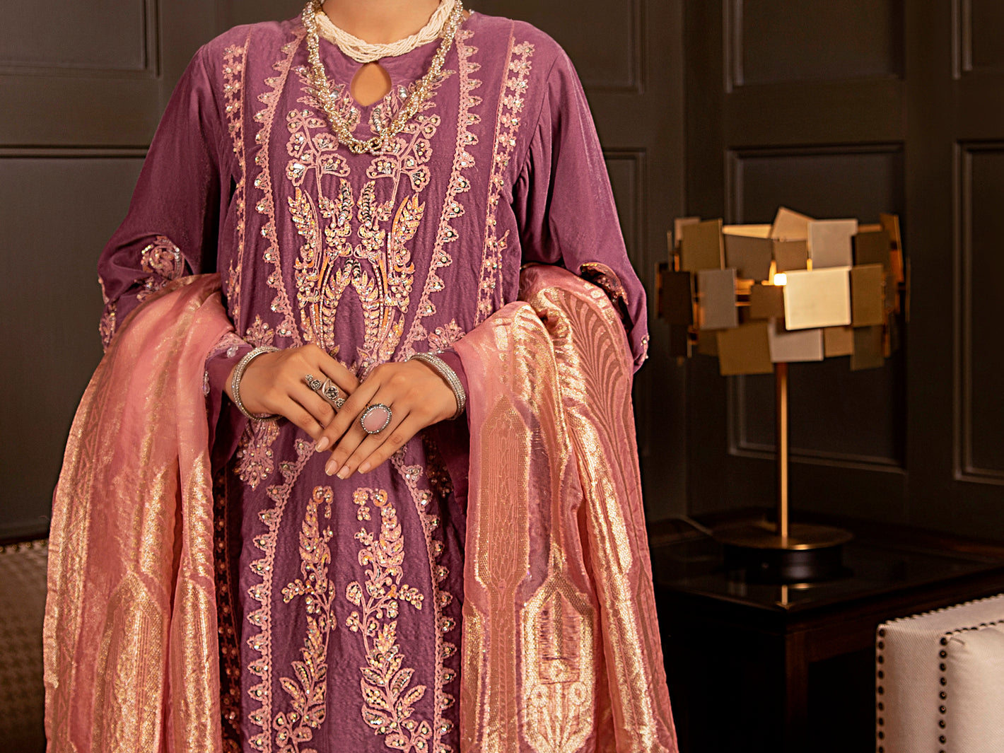 Light Purple Velvet 3Pc Formal Stitched - AL-3PS-LS-343