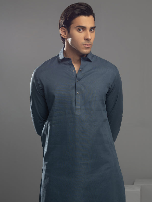 Blue Cotton Kameez Shalwar - ALWA-KS-343