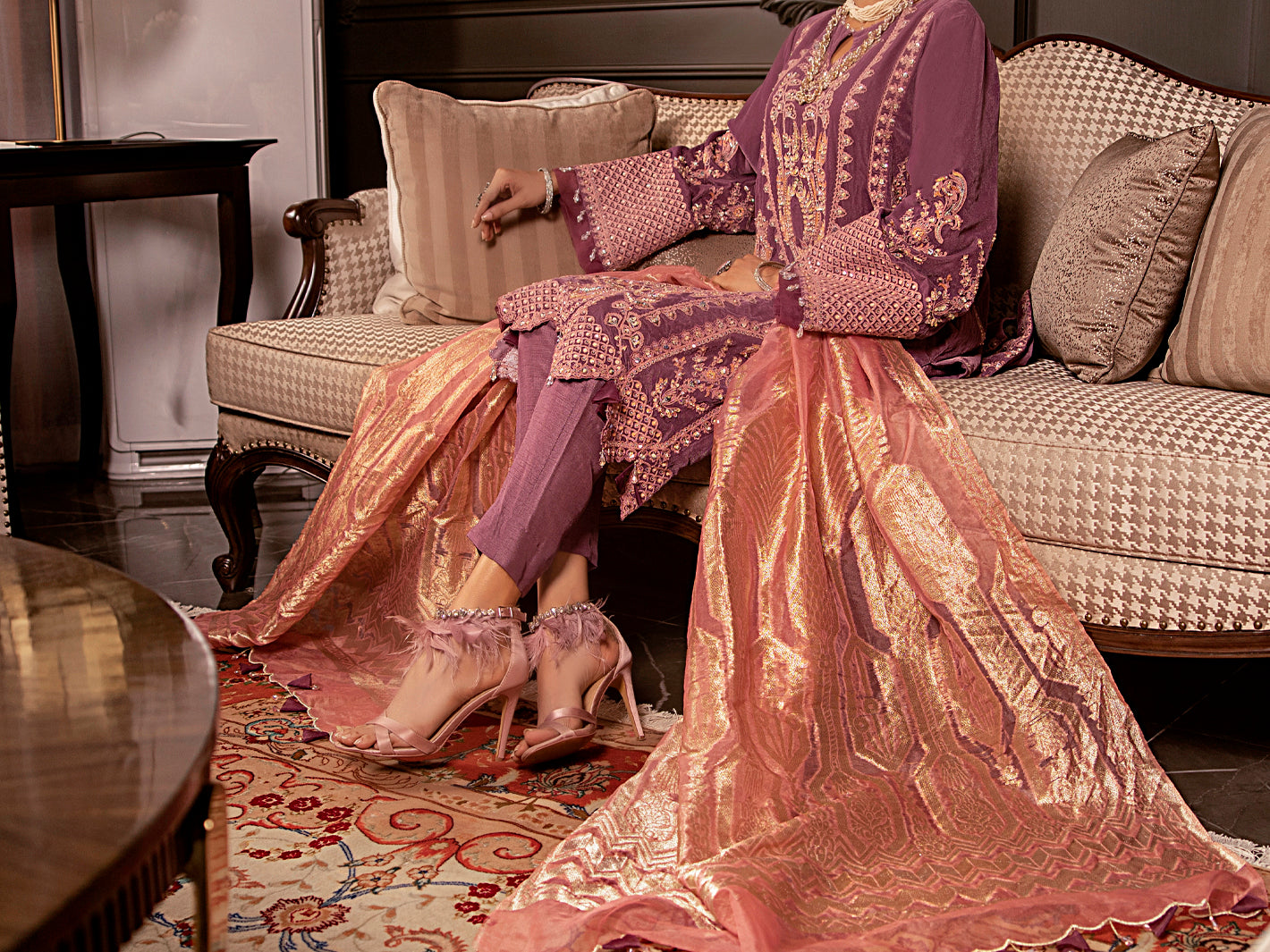 Light Purple Velvet 3Pc Formal Stitched - AL-3PS-LS-343