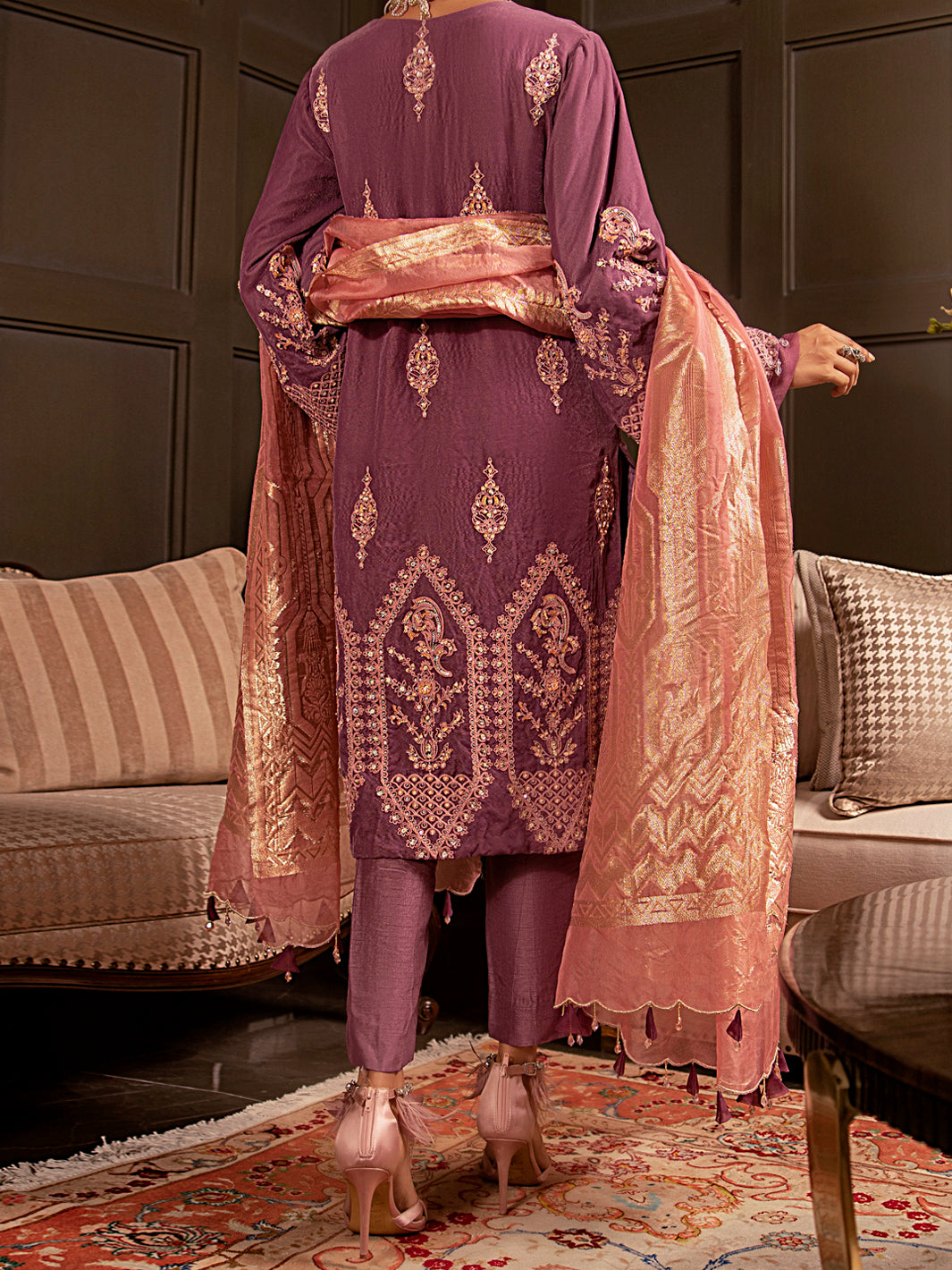 Light Purple Velvet 3Pc Formal Stitched - AL-3PS-LS-343