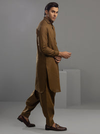 Brown Cotton Kameez Shalwar - ALWA-KS-344