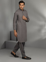 Grey Cotton Kameez Shalwar - ALWA-KS-345