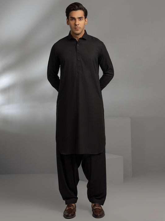 Black Blended Kameez Shalwar - ALWA-KS-347