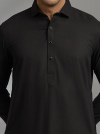 Black Blended Kameez Shalwar - ALWA-KS-347