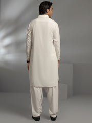 Off White Blended Kameez Shalwar - ALWA-KS-348