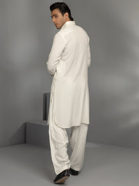 Off White Blended Kameez Shalwar - ALWA-KS-349