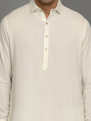 Off White Blended Kameez Shalwar - ALWA-KS-349