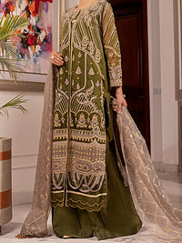 Green Organza 3Pc Formal Unstitched - AL-3PS-LS-UN-349