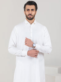 White Blended Kameez Shalwar - ALWA-KS-351