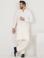 Off White Blended Kameez Shalwar - ALWA-KS-352