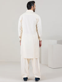 Off White Blended Kameez Shalwar - ALWA-KS-352