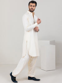Off White Blended Kameez Shalwar - ALWA-KS-352