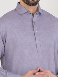 Light Grey Blended Kameez Shalwar - ALWA-KS-353