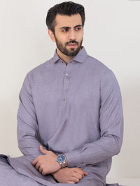 Light Grey Blended Kameez Shalwar - ALWA-KS-353