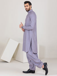 Light Grey Blended Kameez Shalwar - ALWA-KS-353