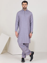 Light Grey Blended Kameez Shalwar - ALWA-KS-353